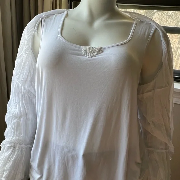 Studio 1940 ruffled blouse with tank with beading and sequin design - Picture 2 of 5